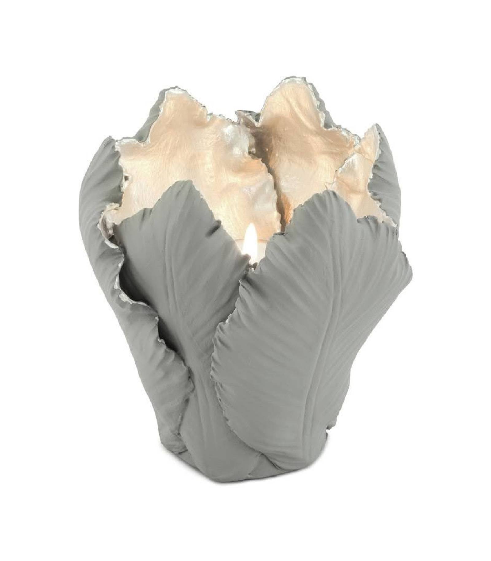 CANDLEHOLDER TULIP LIGHT GREY