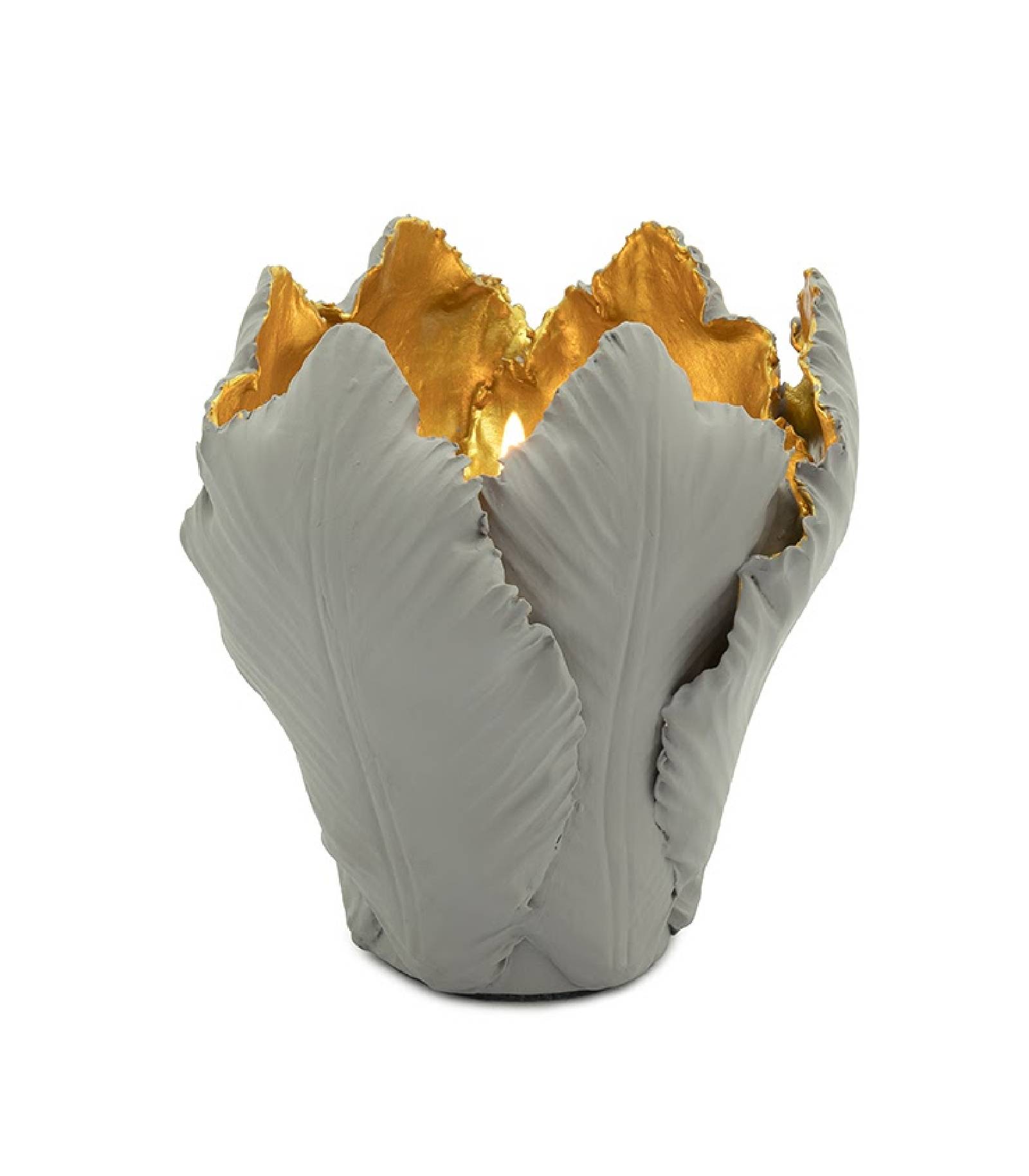 CANDLEHOLDER TULIP MEDGREY-GOLD