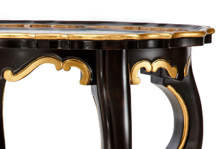 Wave Edge Oval Black Side Table
