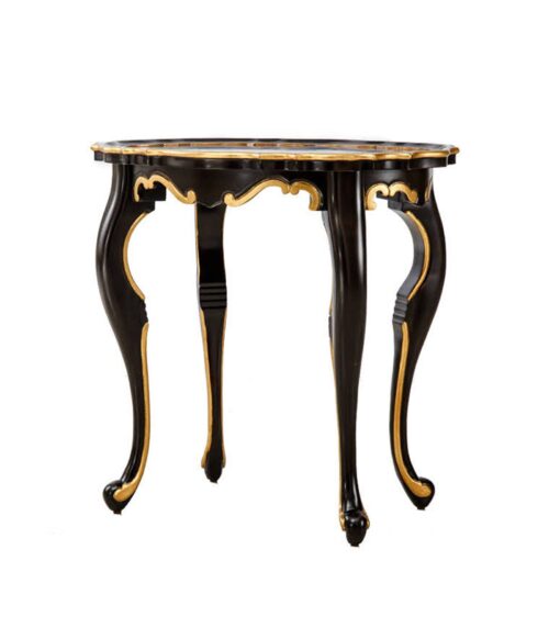 Wave Edge Oval Black Side Table